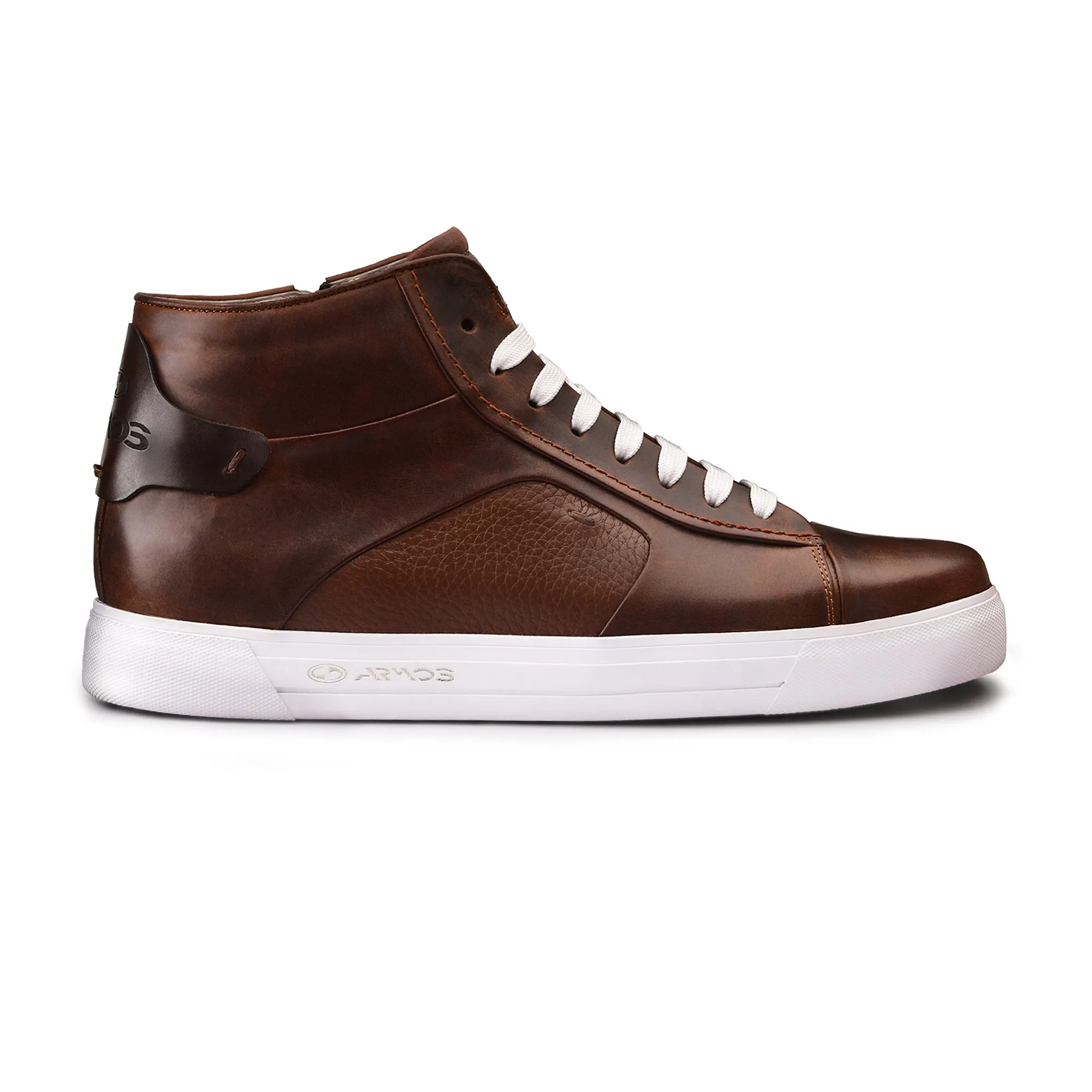 Brown Leather Ankle Sneakers