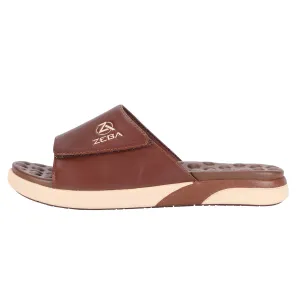 Brown Massaging Leather Sandals With Strap (Sizes 7-16 Available)