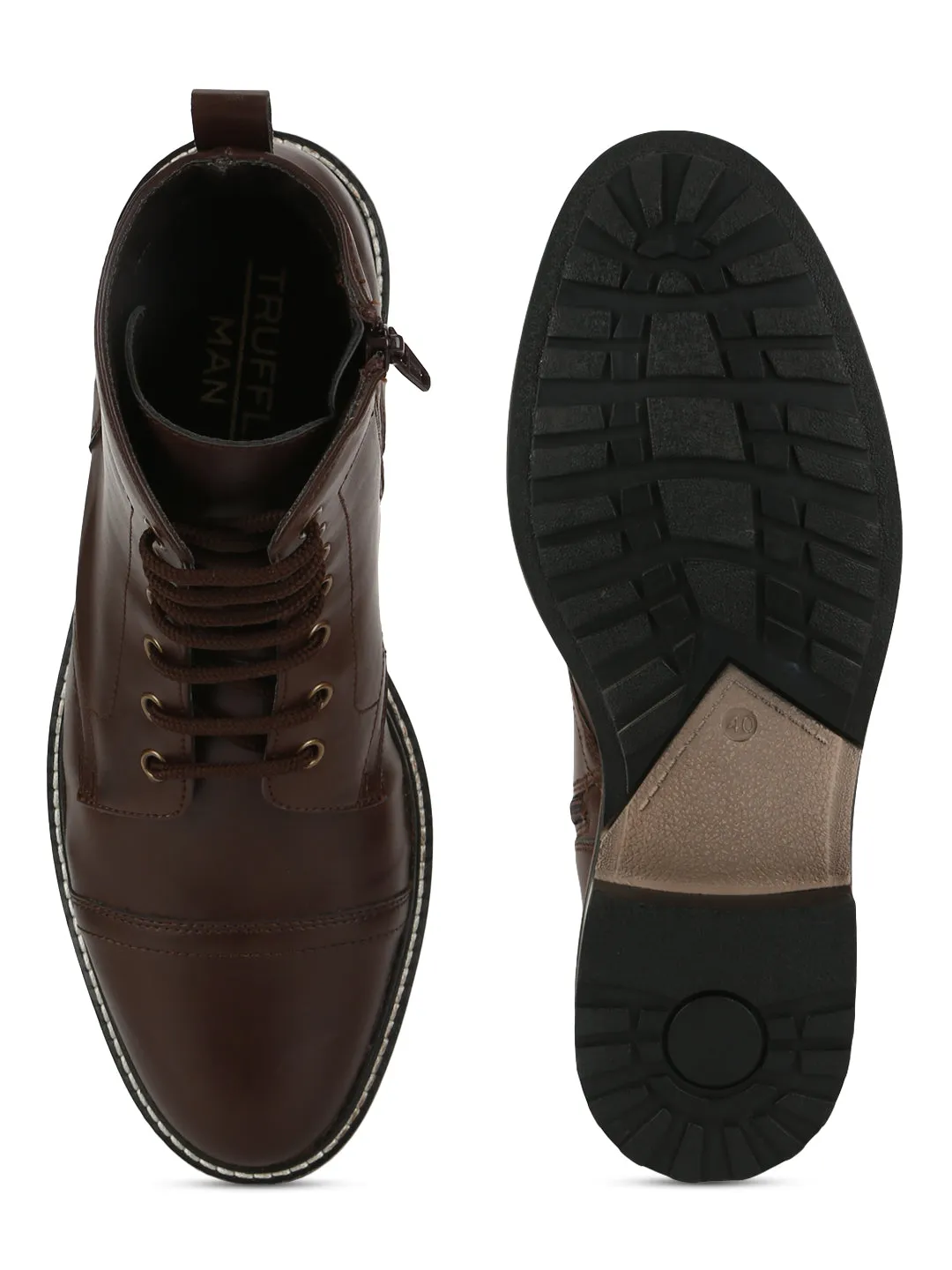 Brown PU Lace Up High Ankle Men's Boots