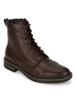 Brown PU Lace Up High Ankle Men's Boots