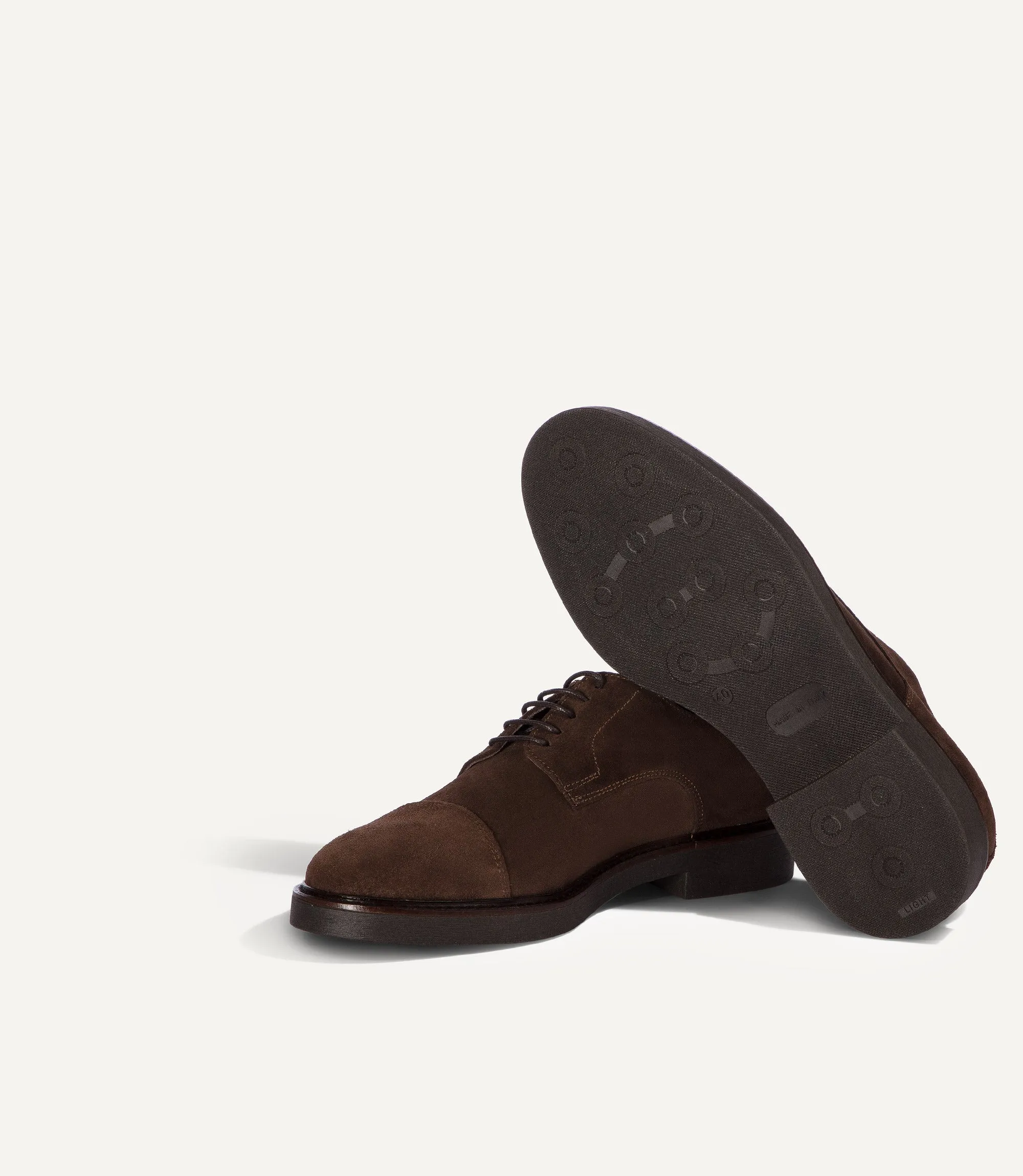 Brown suede derby shoes
