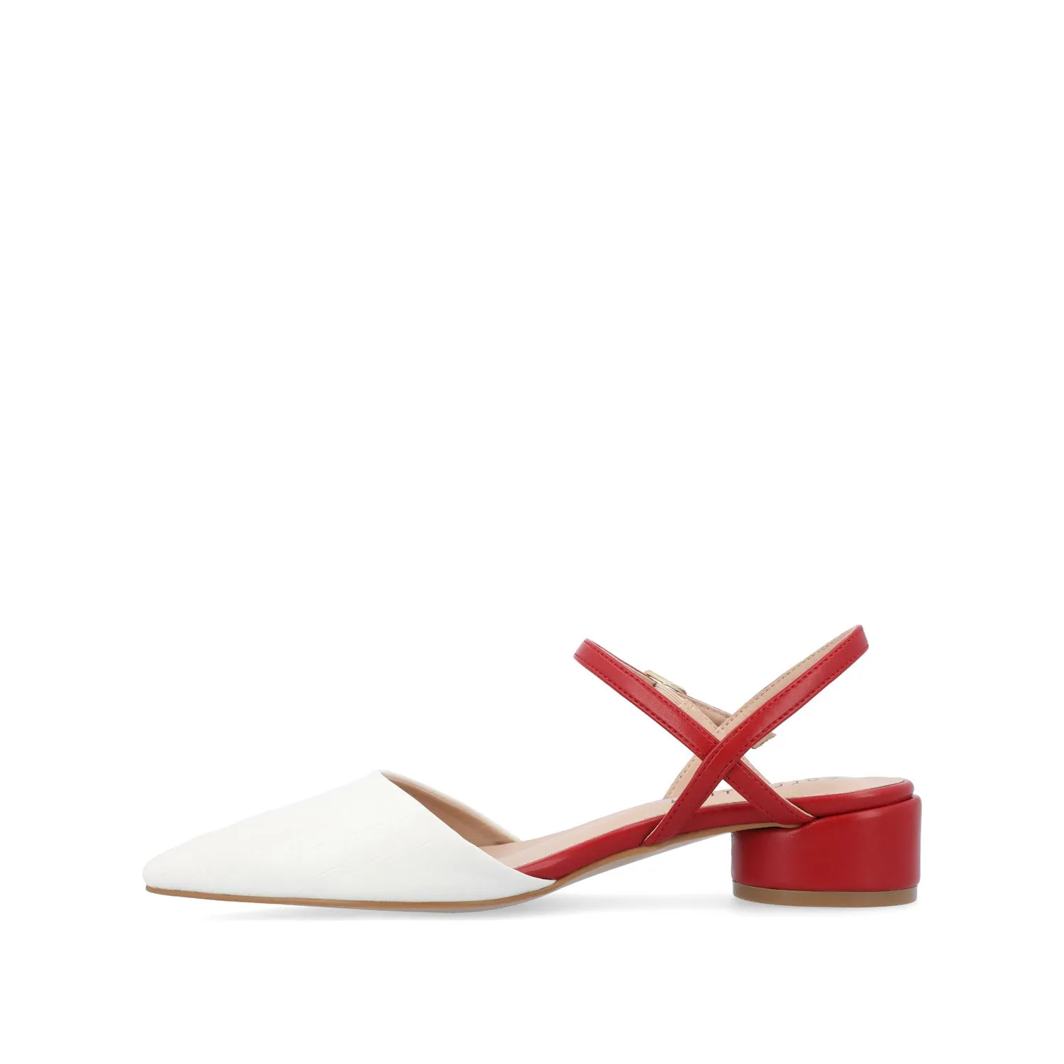 BRYNN LOW BLOCK HEELED FLATS IN FAUX LEATHER