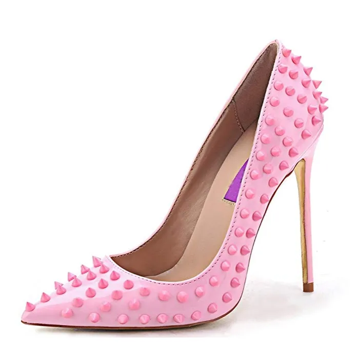 Bubblegum Pink Rivet High Heels For Wedding Party Dress Shoes