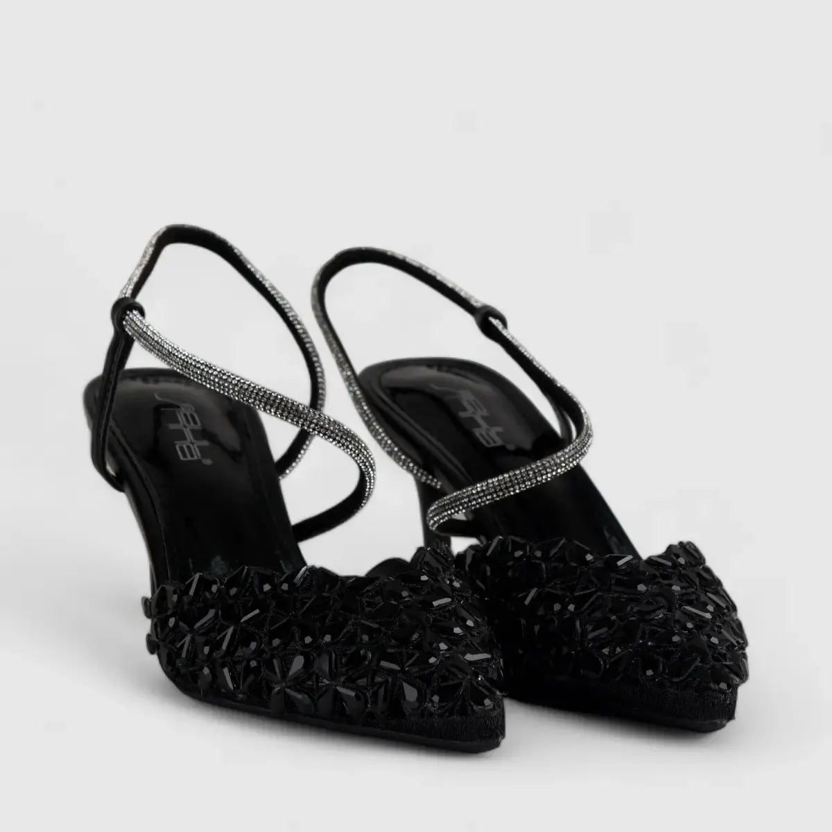 Bulbul Evening Slinback Short Heel Black LI003