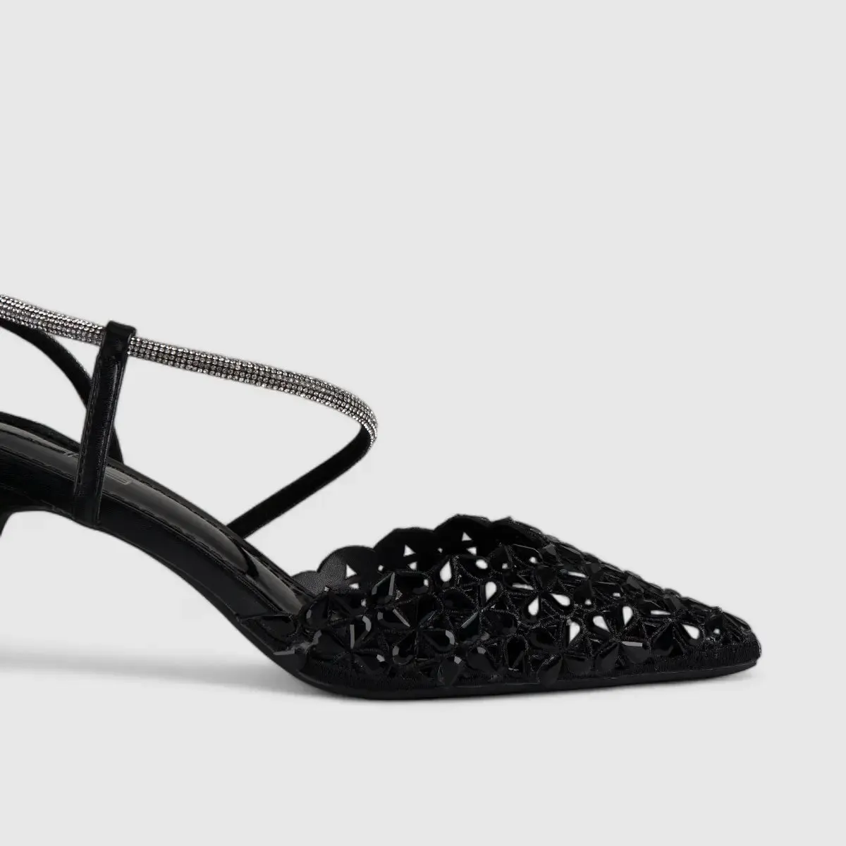 Bulbul Evening Slinback Short Heel Black LI003