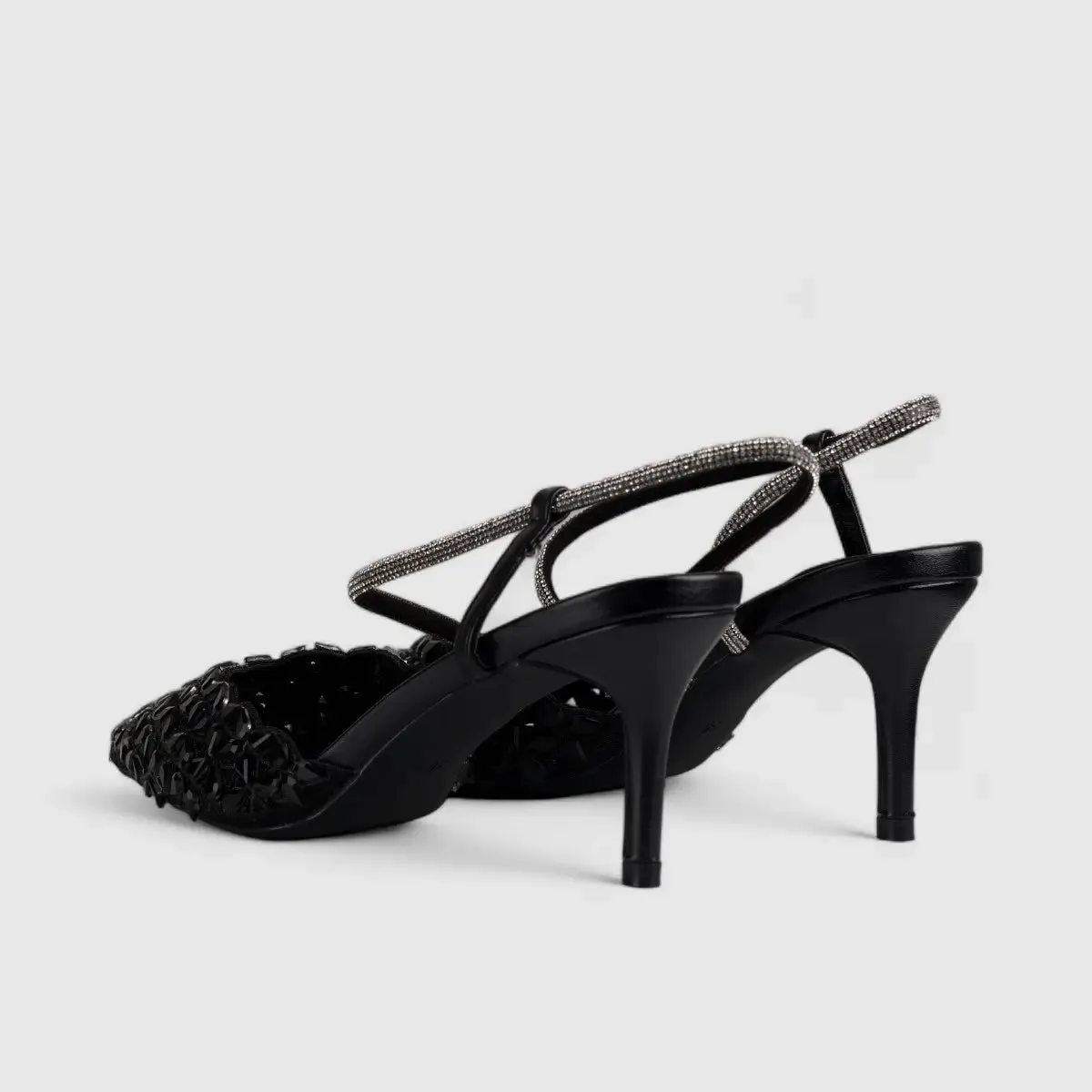 Bulbul Evening Slinback Short Heel Black LI003