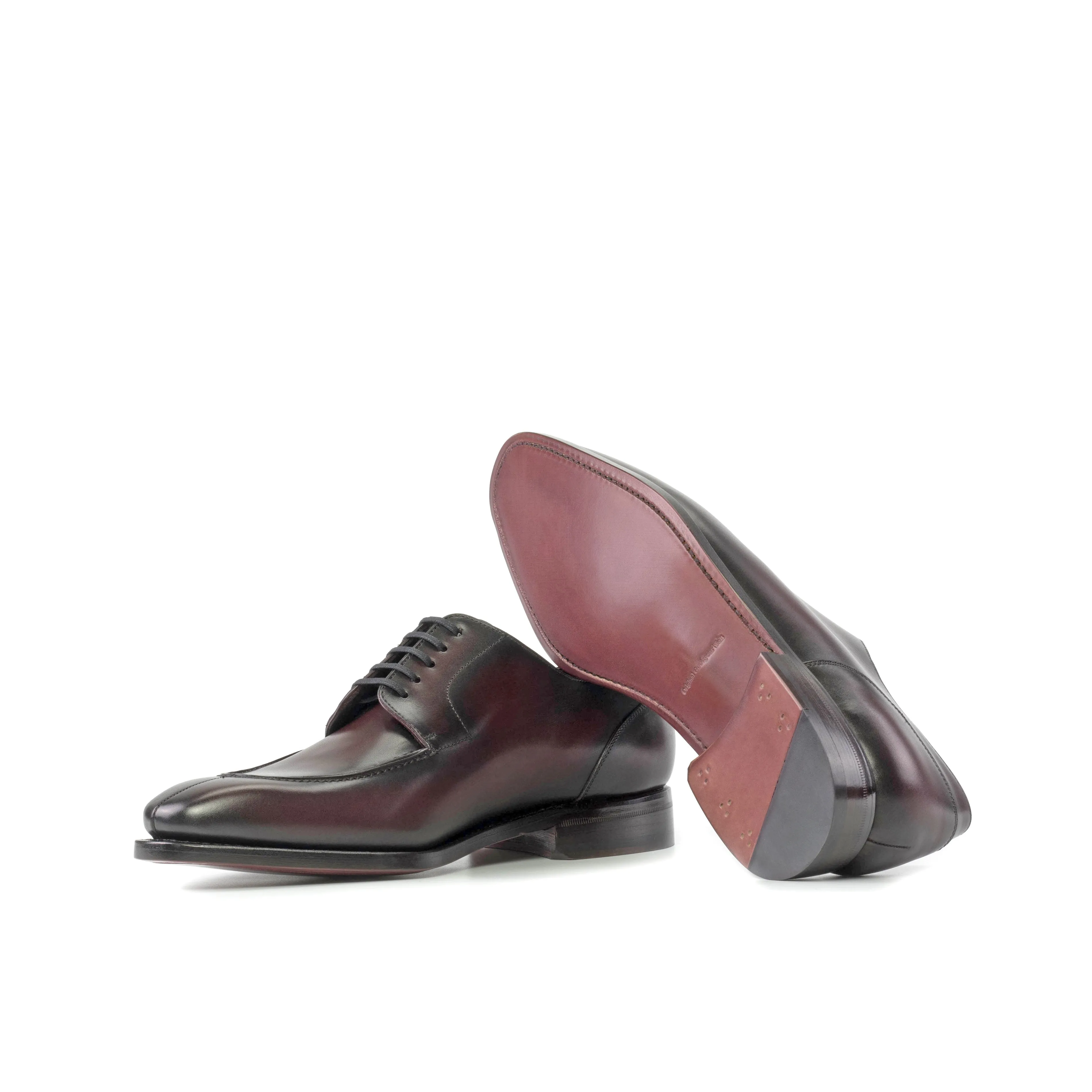 Burgundy Box Calf Leather Split Toe Derby