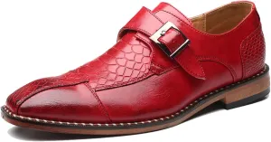 ByErz Men Dress Shoes Buckle Oxford Classic Pointed Toe Modern Formal Leather Shoes for Men