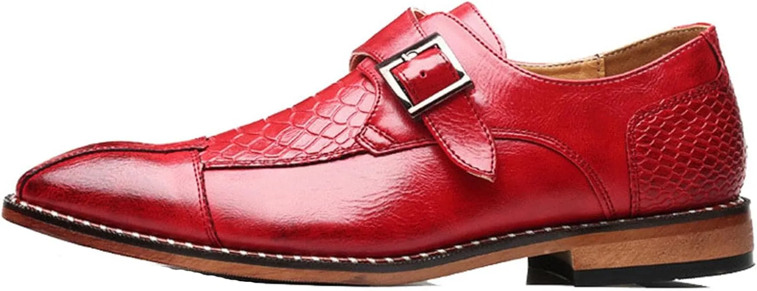 ByErz Men Dress Shoes Buckle Oxford Classic Pointed Toe Modern Formal Leather Shoes for Men