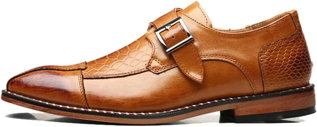 ByErz Men Dress Shoes Buckle Oxford Classic Pointed Toe Modern Formal Leather Shoes for Men