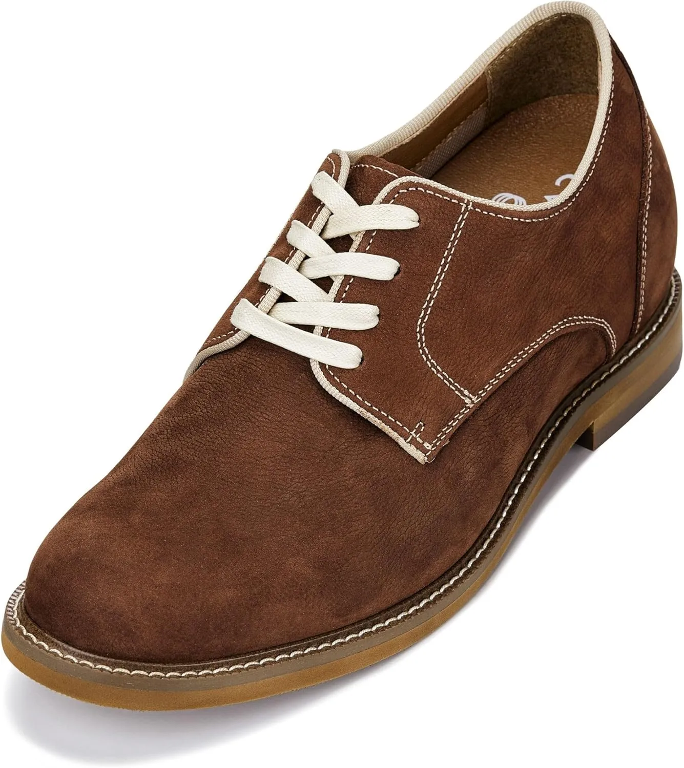 CALTO Men's Invisible Height Increasing Elevator Shoes - Terracotta Brown Lace-up Premium Leather Casual Derby - 3 Inches Taller - J1313 - Size 10 D(M) US