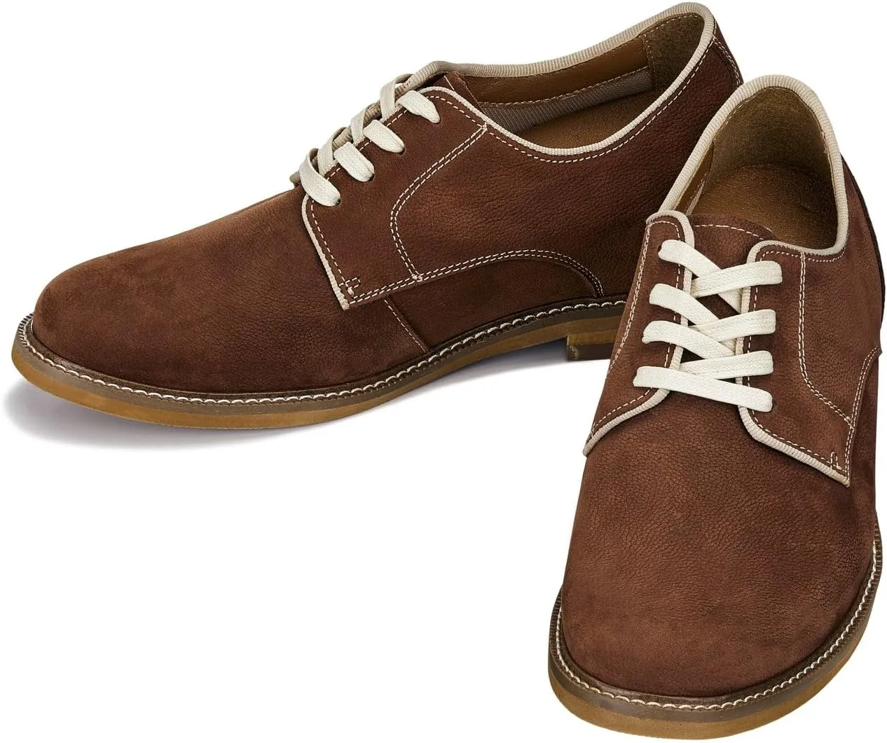 CALTO Men's Invisible Height Increasing Elevator Shoes - Terracotta Brown Lace-up Premium Leather Casual Derby - 3 Inches Taller - J1313 - Size 10 D(M) US
