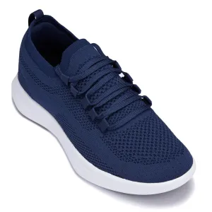 CALTO - QA063 - 2.4 Inches Taller (Navy/White Sole) - Lightweight Knitted Sneakers