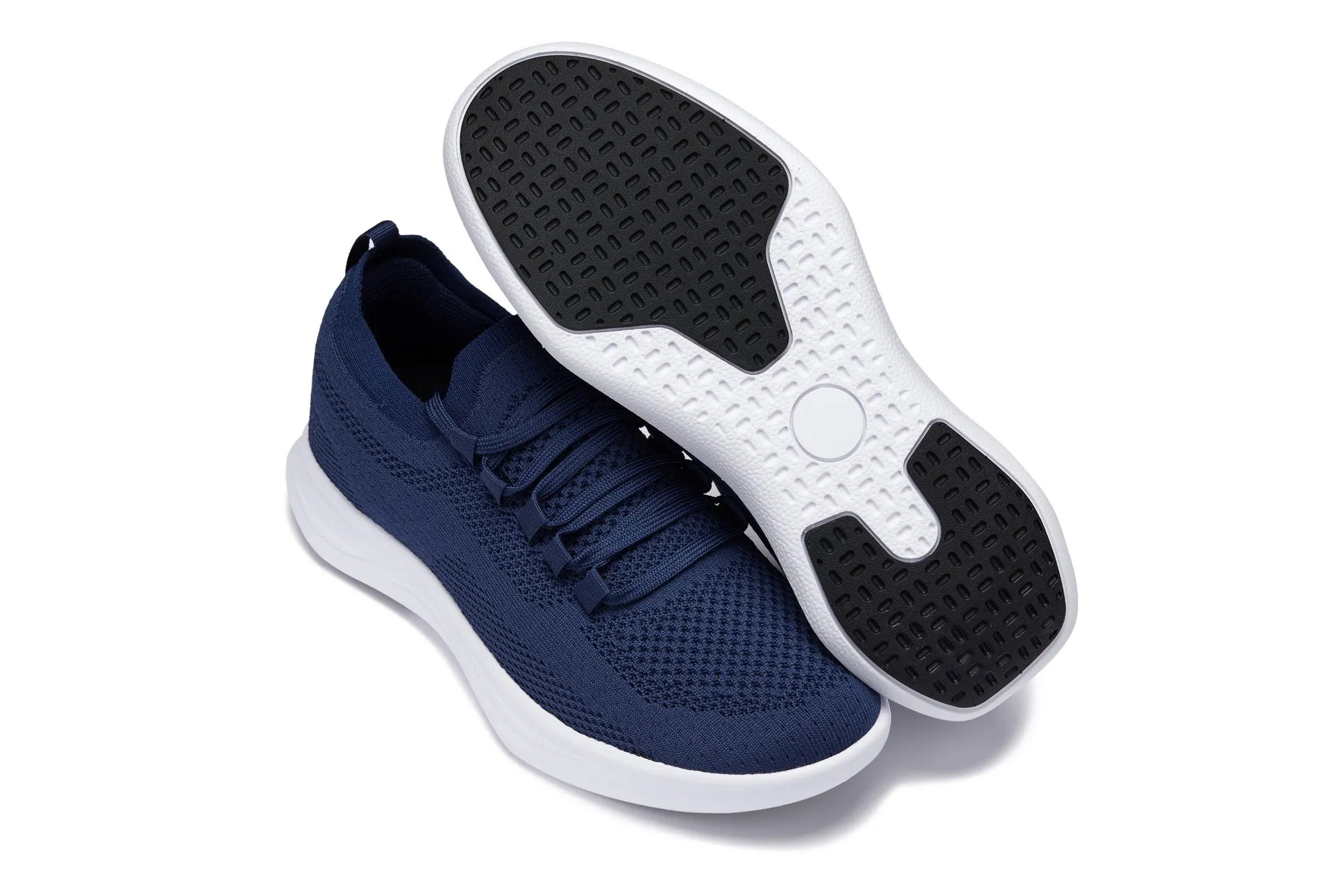 CALTO - QA063 - 2.4 Inches Taller (Navy/White Sole) - Lightweight Knitted Sneakers