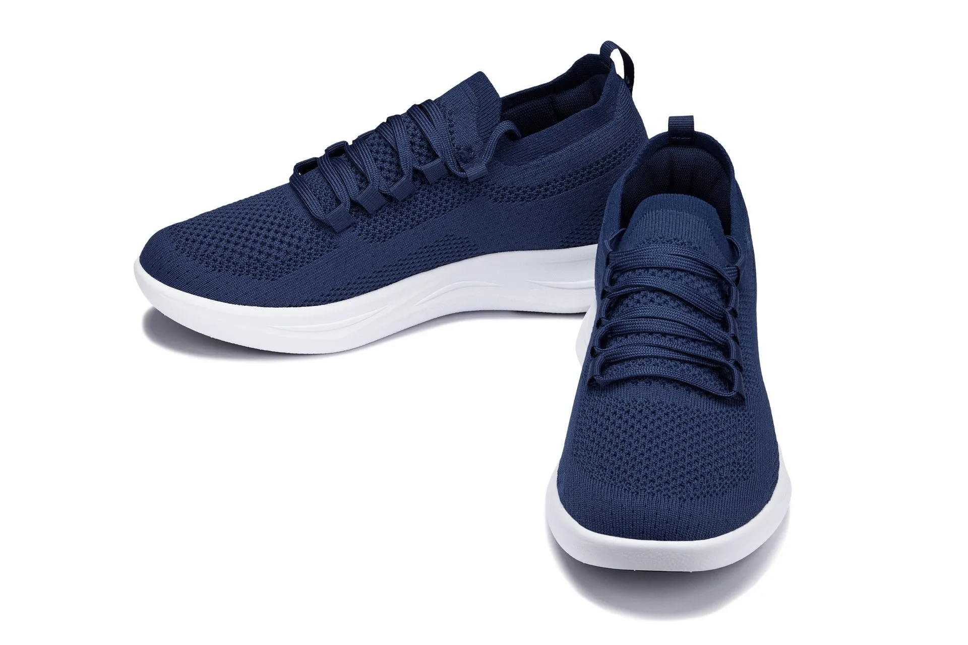 CALTO - QA063 - 2.4 Inches Taller (Navy/White Sole) - Lightweight Knitted Sneakers