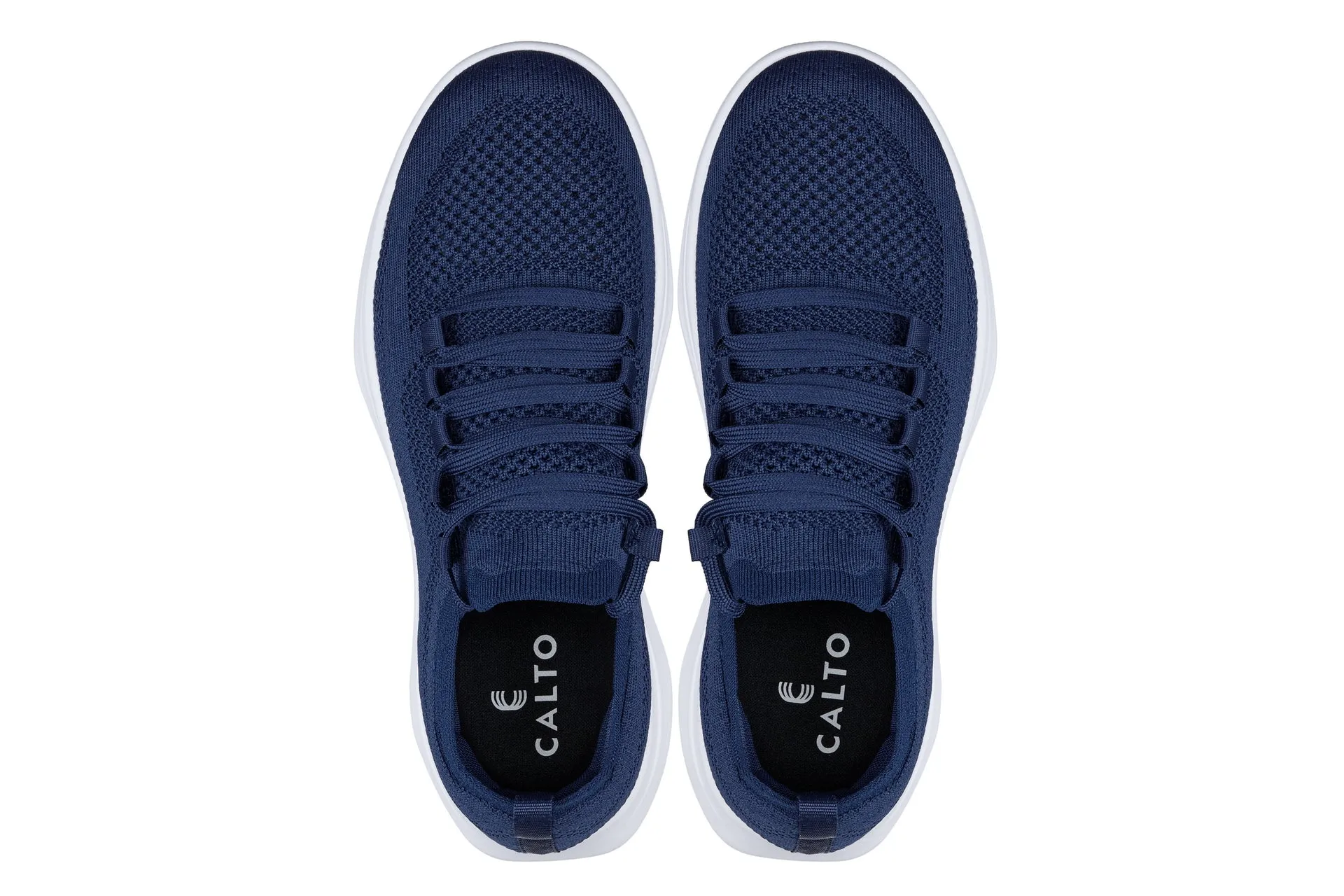 CALTO - QA063 - 2.4 Inches Taller (Navy/White Sole) - Lightweight Knitted Sneakers