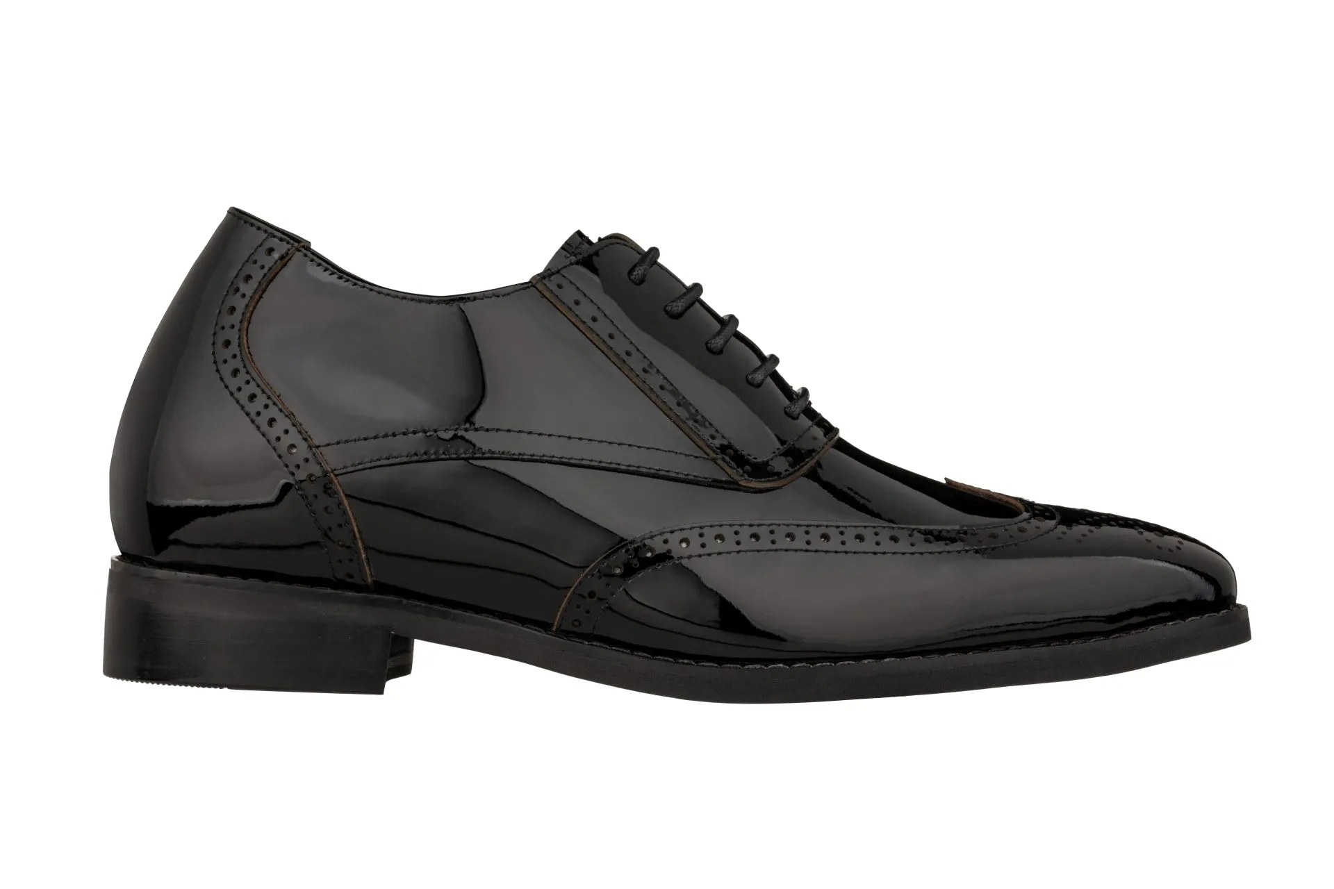 CALTO - S1015 - 3 Inches Taller (Black) - Patent Leather Dress Oxford