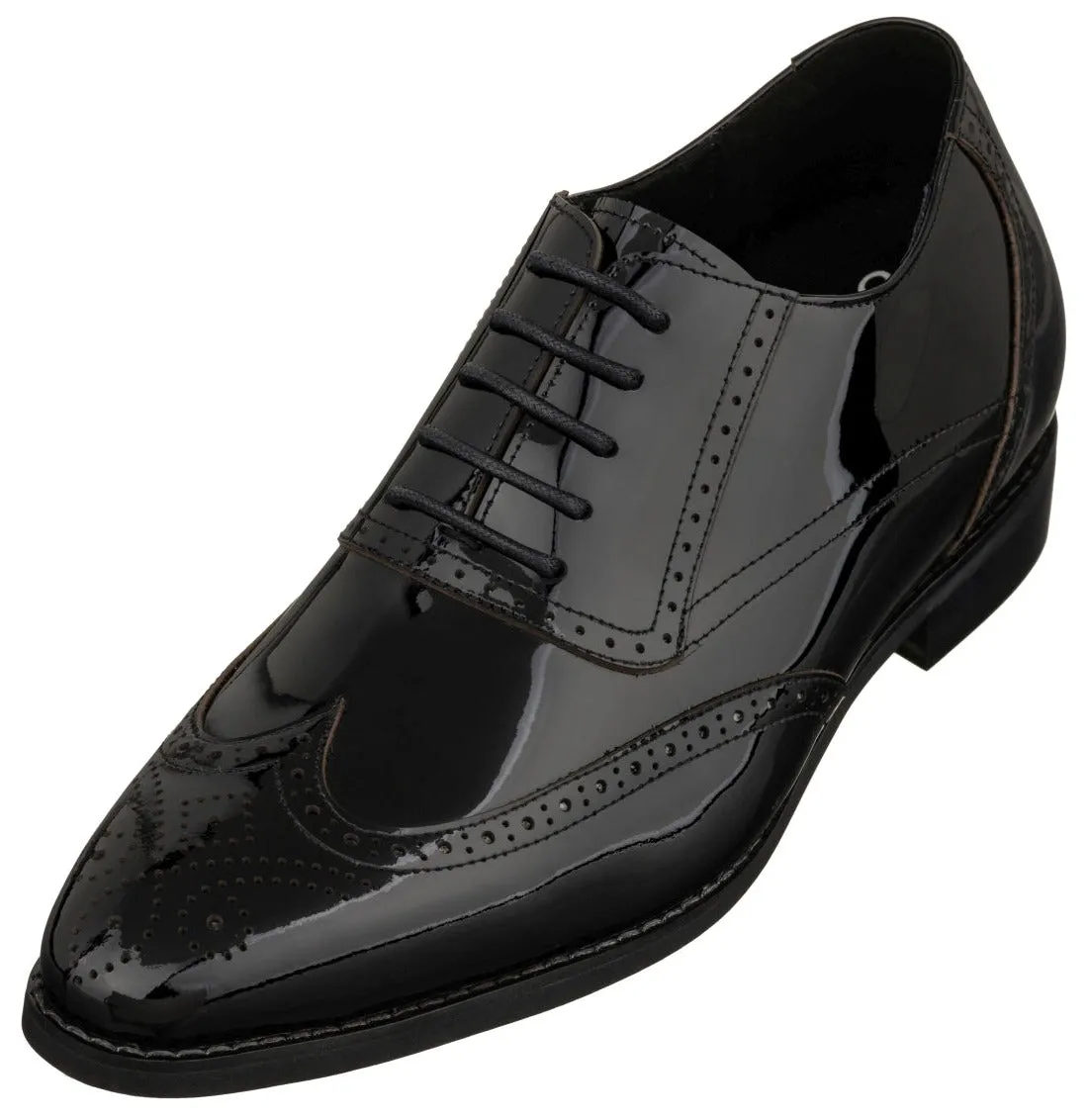 CALTO - S1015 - 3 Inches Taller (Black) - Patent Leather Dress Oxford