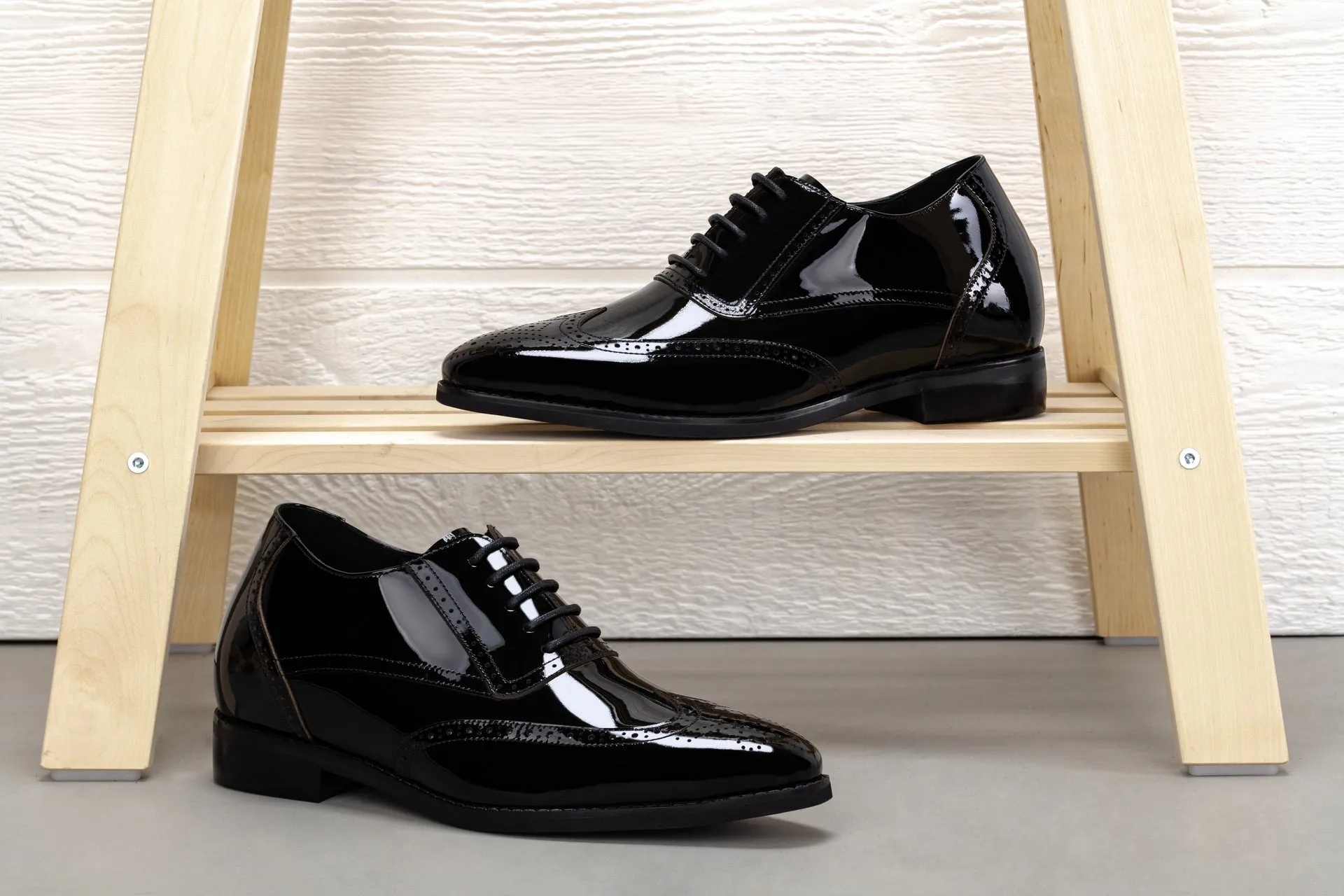 CALTO - S1015 - 3 Inches Taller (Black) - Patent Leather Dress Oxford