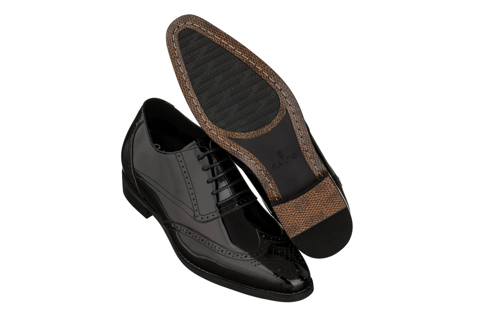 CALTO - S1015 - 3 Inches Taller (Black) - Patent Leather Dress Oxford
