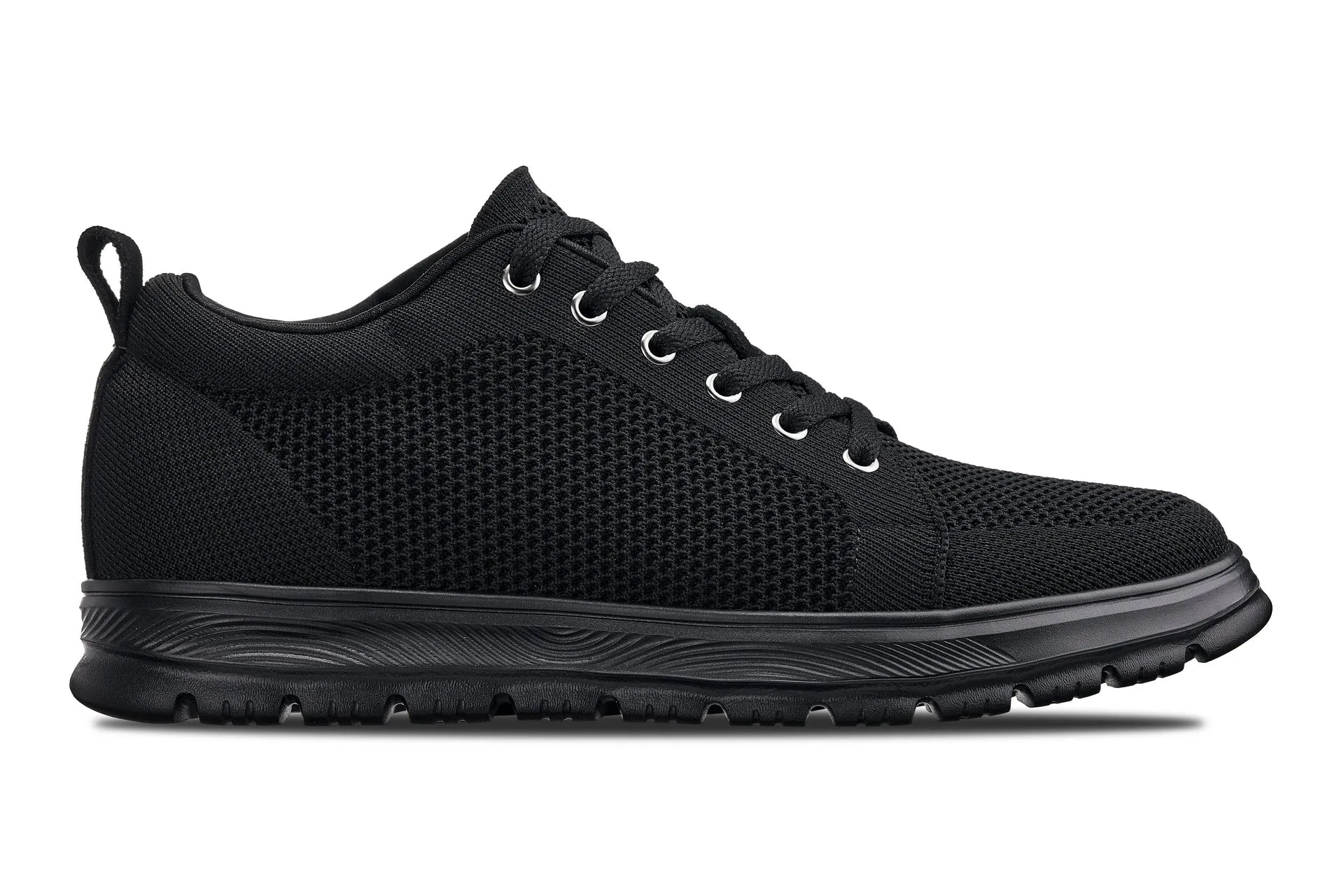 CALTO - X2320 - 2.4 Inches Taller (Black/Black Sole) - Lace Up Casual Sneaker - Lightweight