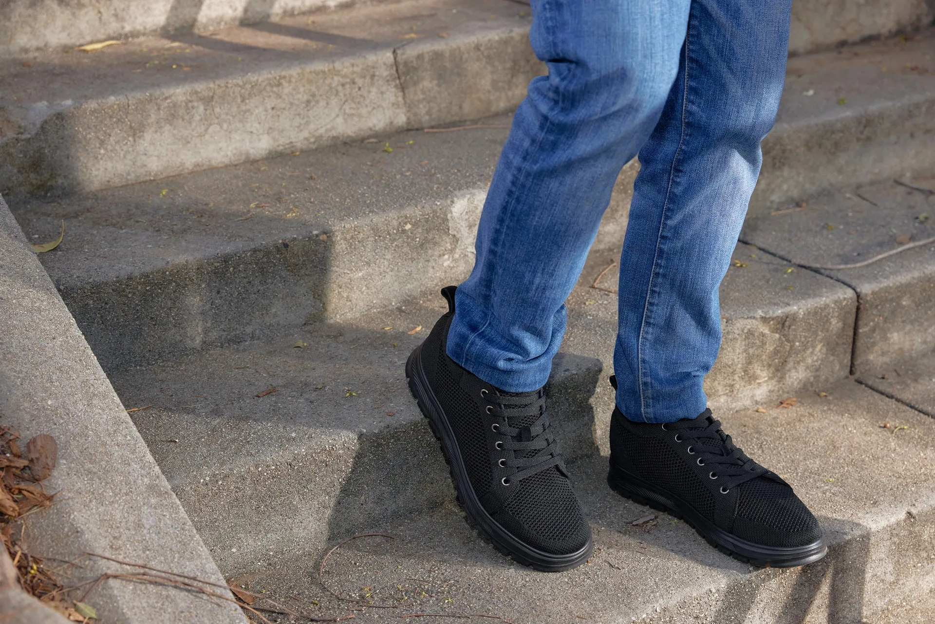 CALTO - X2320 - 2.4 Inches Taller (Black/Black Sole) - Lace Up Casual Sneaker - Lightweight