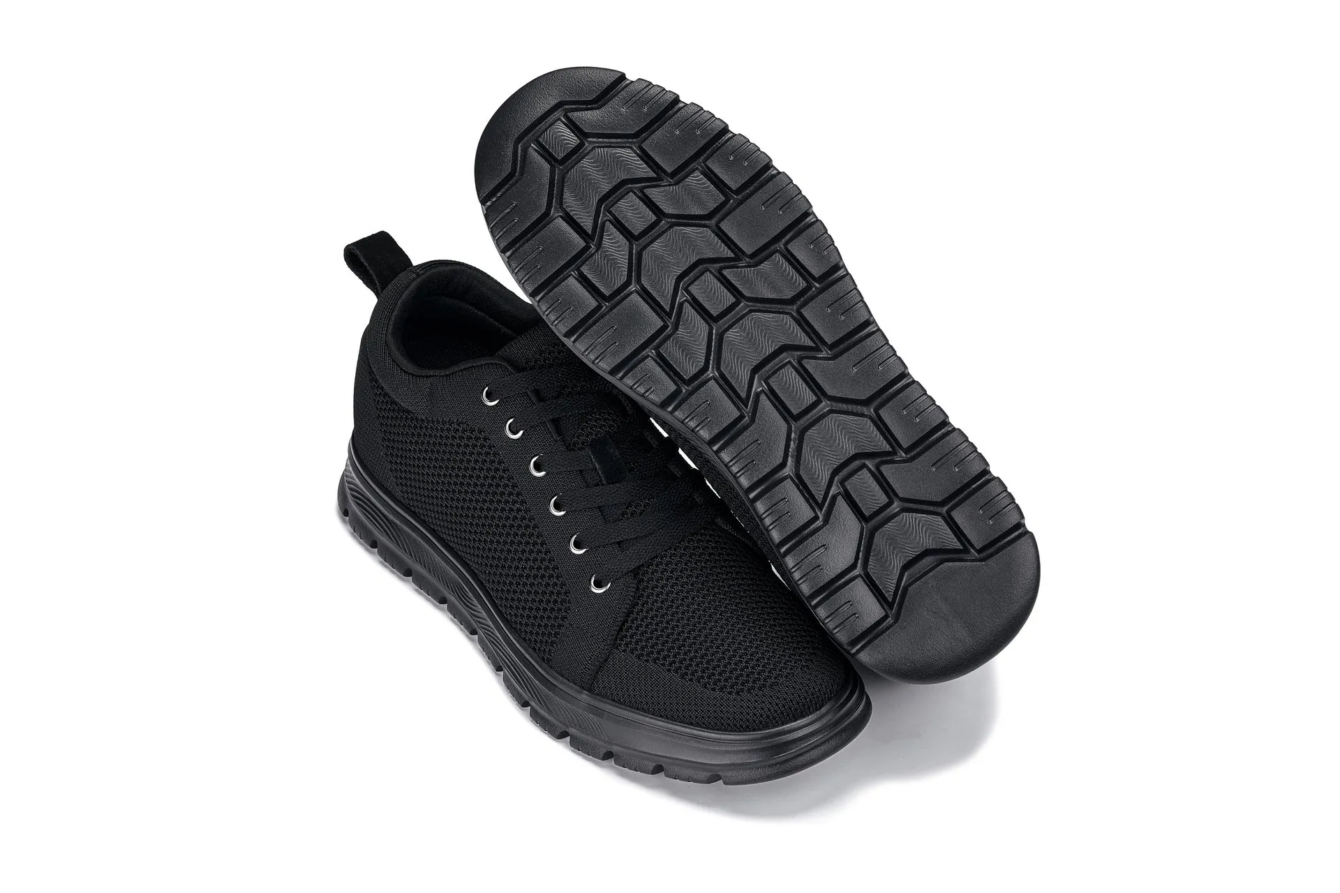 CALTO - X2320 - 2.4 Inches Taller (Black/Black Sole) - Lace Up Casual Sneaker - Lightweight