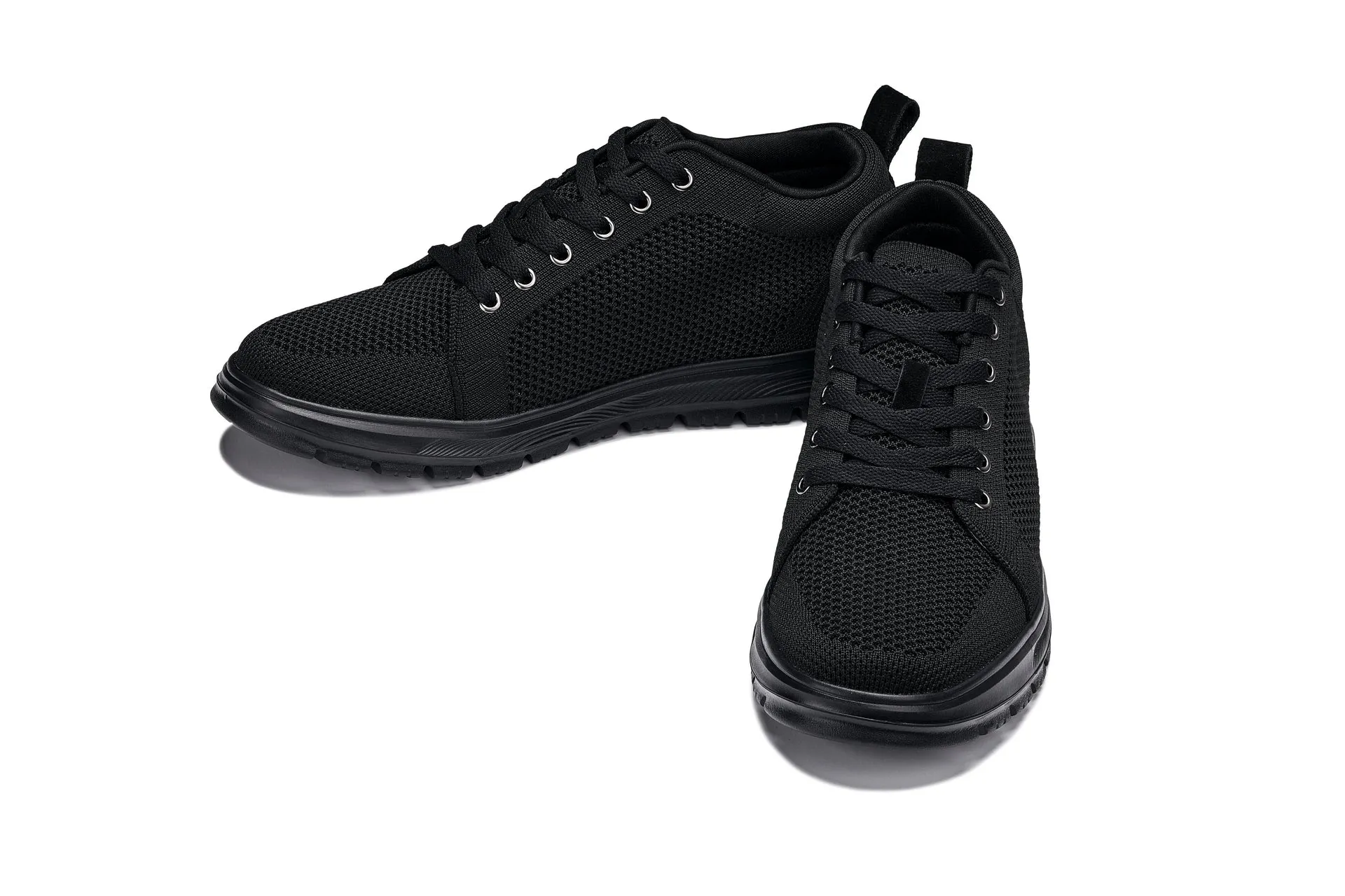 CALTO - X2320 - 2.4 Inches Taller (Black/Black Sole) - Lace Up Casual Sneaker - Lightweight