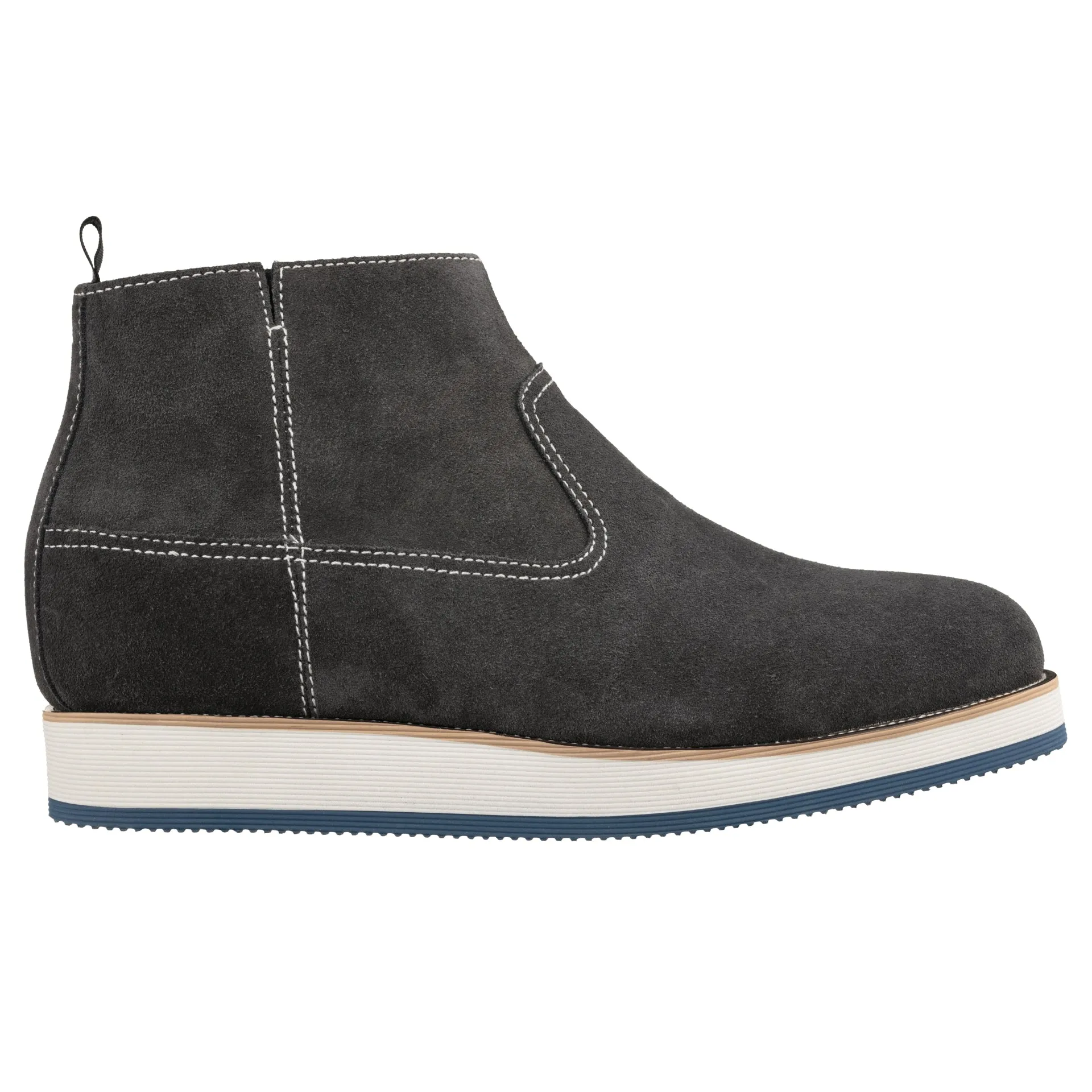 CALTO - Y30022 - 3 Inches Taller (Nubuck Grey) - Zipper Boots
