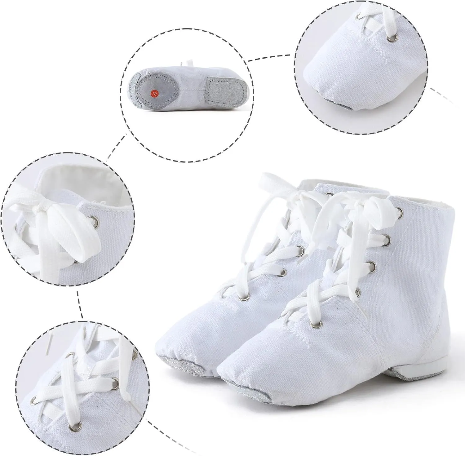 Canvas Jazz Boots for Girls Lace-up Dancing Sneakers for Boys Split-Sole Dance Shoes Ballet Girl Sandals
