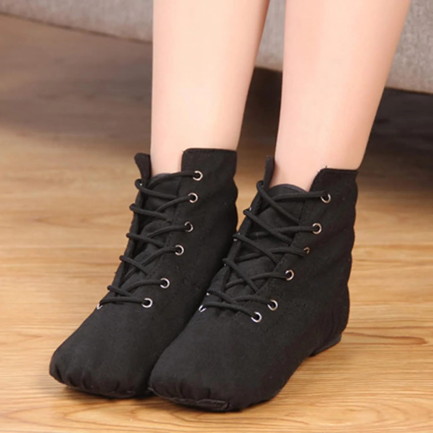 Canvas Jazz Boots for Girls Lace-up Dancing Sneakers for Boys Split-Sole Dance Shoes Ballet Girl Sandals
