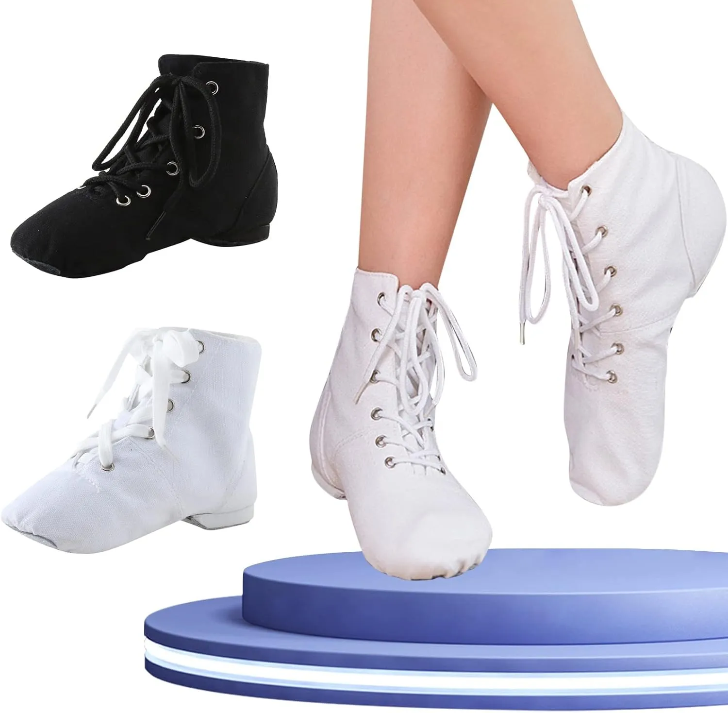 Canvas Jazz Boots for Girls Lace-up Dancing Sneakers for Boys Split-Sole Dance Shoes Ballet Girl Sandals