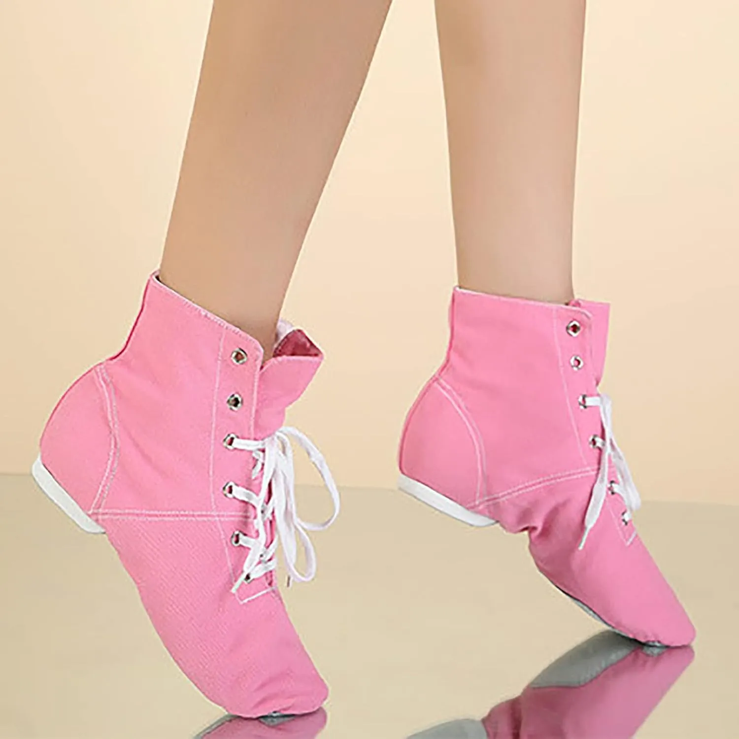 Canvas Lace up Practice Jazz Dance Boots Ankle Boots Split Sole Ballet Dancing Sneakers for Adult Men Women Kid