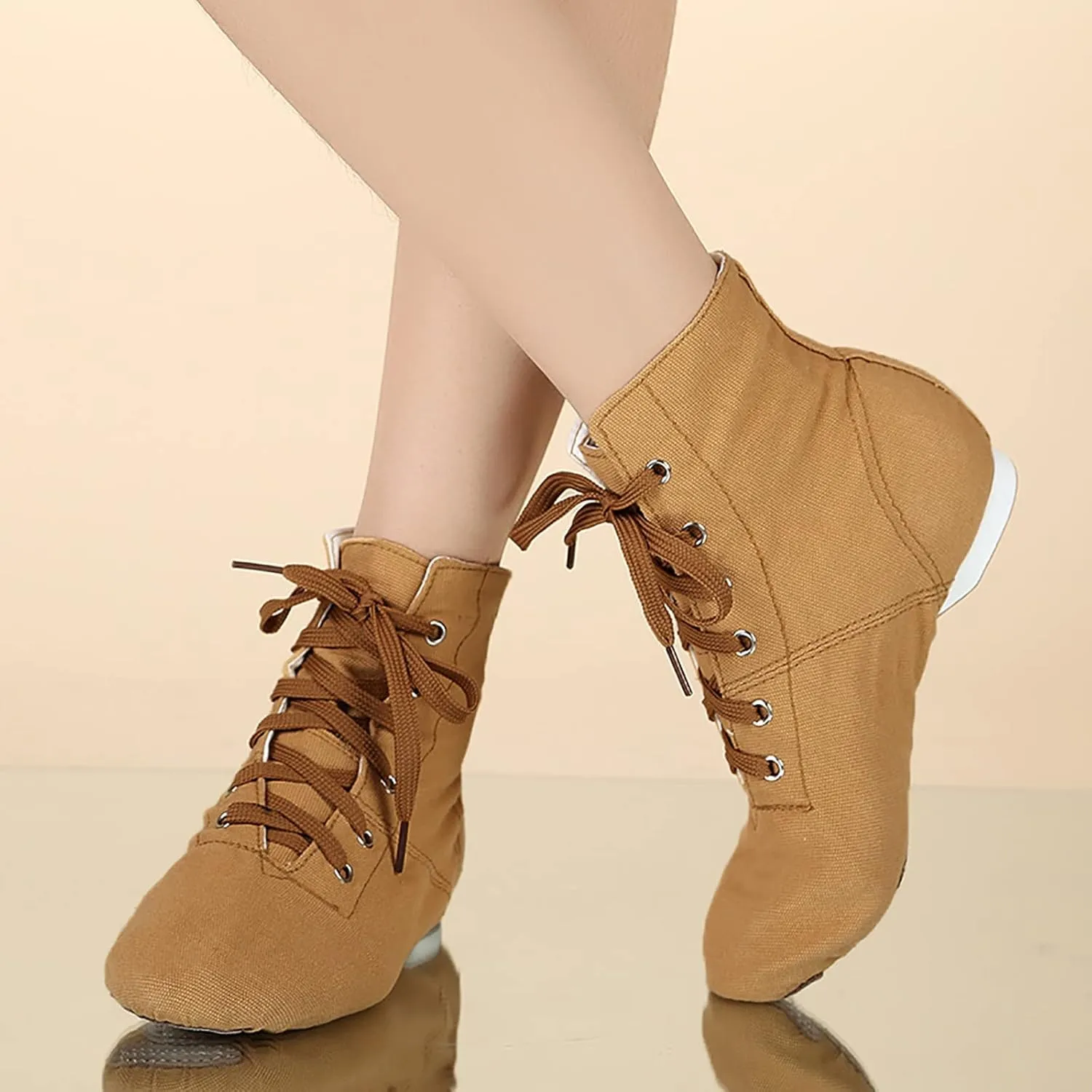 Canvas Lace up Practice Jazz Dance Boots Ankle Boots Split Sole Ballet Dancing Sneakers for Adult Men Women Kid