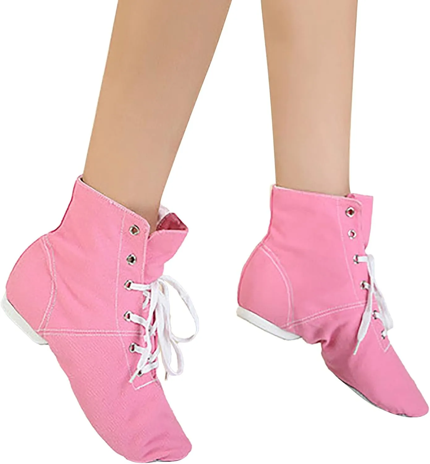 Canvas Lace up Practice Jazz Dance Boots Ankle Boots Split Sole Ballet Dancing Sneakers for Adult Men Women Kid