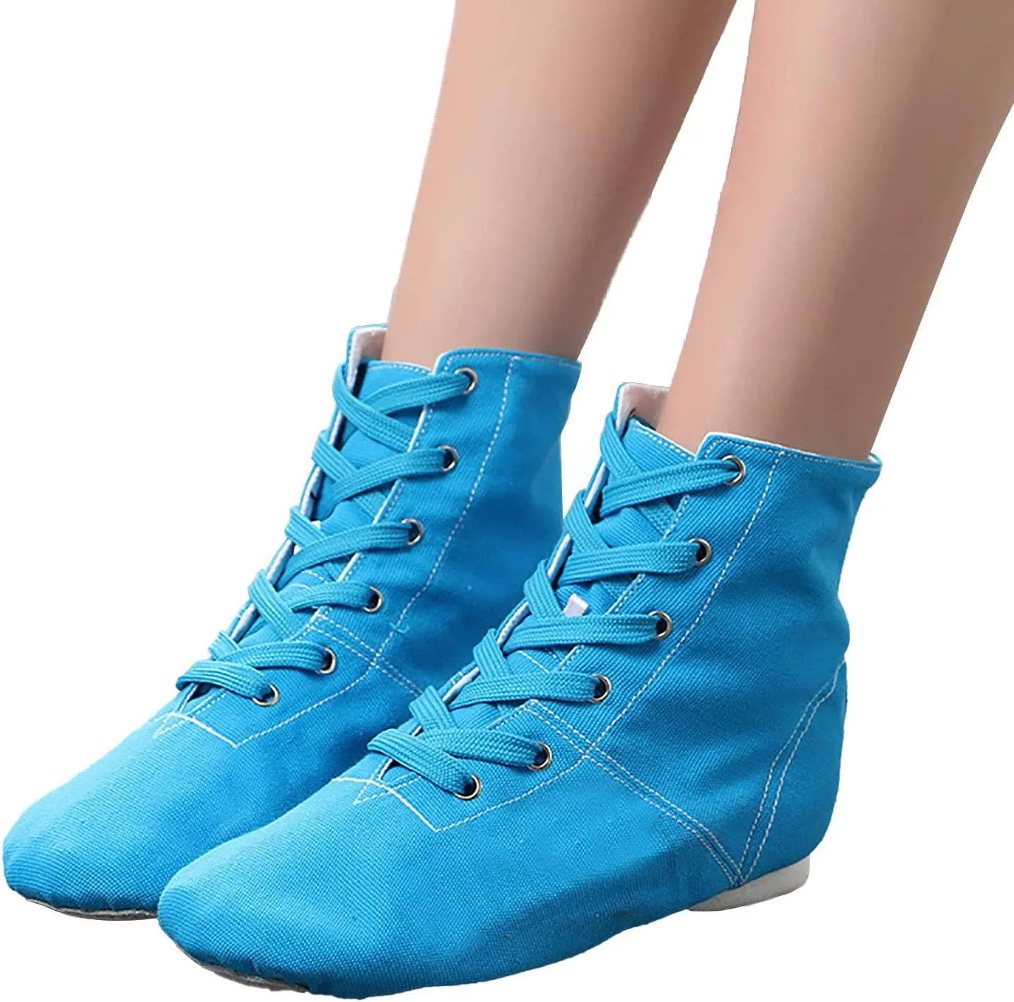 Canvas Lace up Practice Jazz Dance Boots Ankle Boots Split Sole Ballet Dancing Sneakers for Adult Men Women Kid