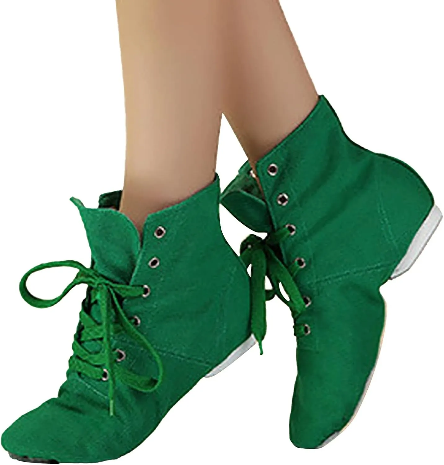 Canvas Lace up Practice Jazz Dance Boots Ankle Boots Split Sole Ballet Dancing Sneakers for Adult Men Women Kid