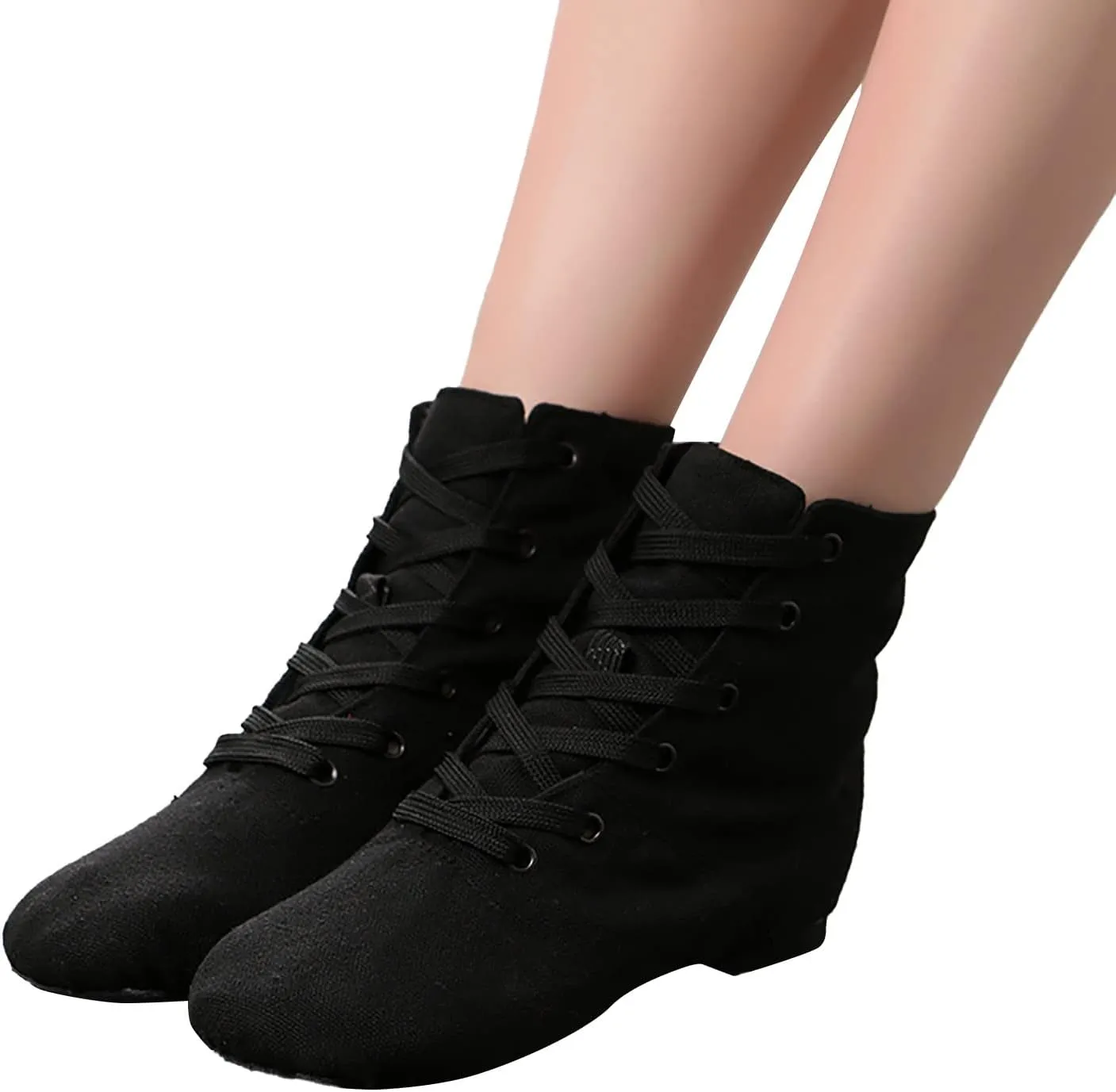 Canvas Lace up Practice Jazz Dance Boots Ankle Boots Split Sole Ballet Dancing Sneakers for Adult Men Women Kid
