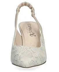 Caprice Leather Creme Snake Pointed Toe Kitten Heel Slingback Shoe