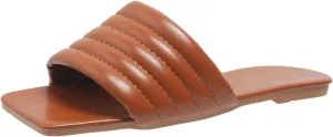 Casual Dress Women's Sandals 2025 Ladies Fashion Solid Color Leather Open Toe Square Head Flat Casual Slipper
