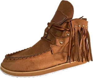 Cathalem Ankle Booties for Women, Closed Toe Low Heel Combat Western Shoes Womens Retro Cowboy Boots Fringed Ankle Boots