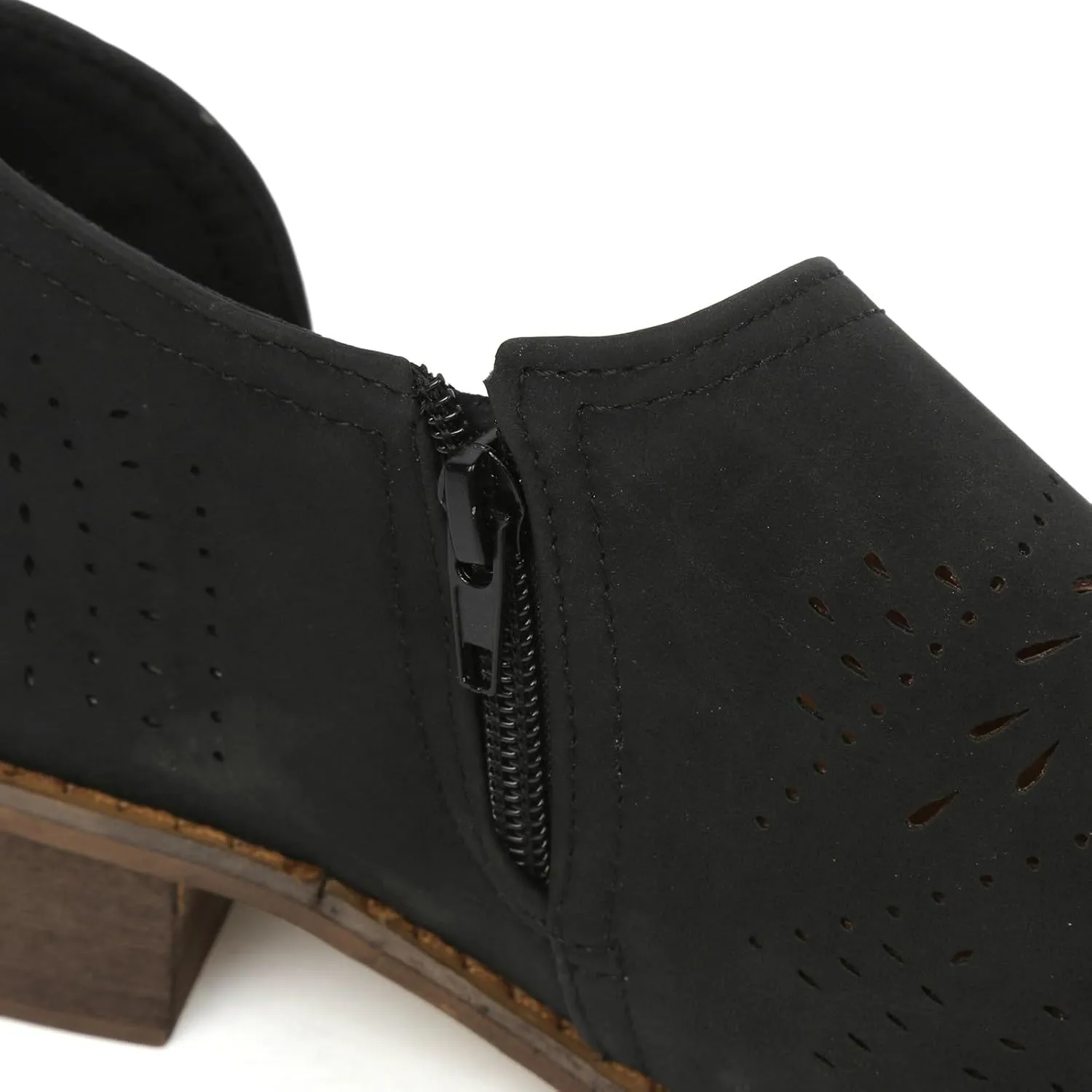 Cathalem Ankle Boots for Women 2024 New Cut Out Slip On Low Heel Short Chunky Stacked Heel Perforated V Cut Western Booties