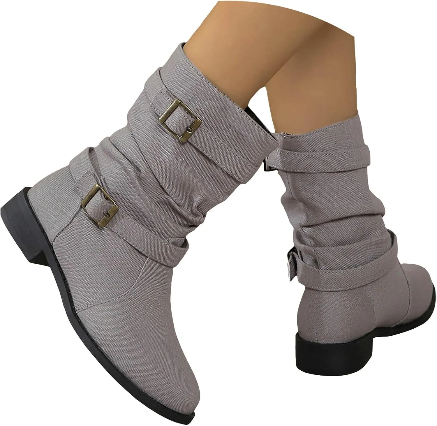 Cathalem Mid Calf Boots for Women, Women's Dress Boots Biker Motorcycle Riding Boots Women For Women Fall Booties