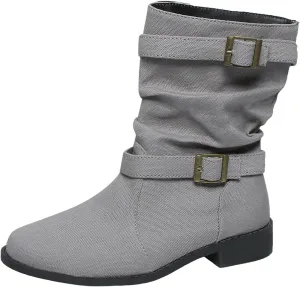 Cathalem Mid Calf Boots for Women, Women's Dress Boots Biker Motorcycle Riding Boots Women For Women Fall Booties