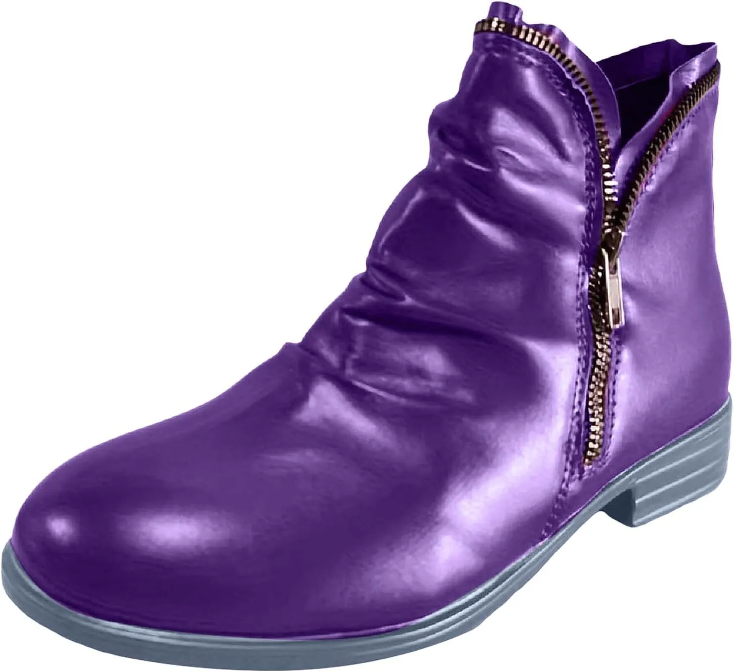 Cathalem Womens Ankle Boots Low Heel Flat Booties Chunky Stacked Pointed Toe Buckle Fall Western Dress Shoes