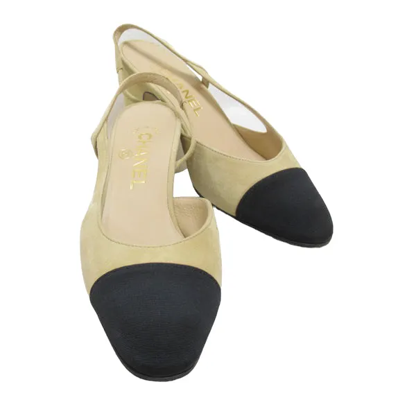 Chanel beige slingback pumps, 36.5