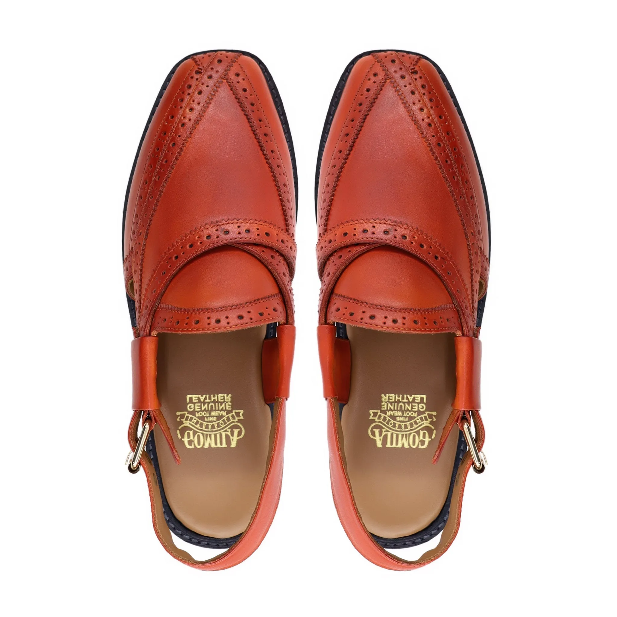 Cherkasy - Men's Orange Tan Calf Leather Sandal