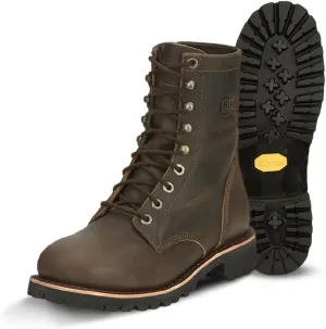Chippewa Men's Classic 2.0 8" Leather Lace Up Work Boot - Soft Toe Lace Up Boot - Durable Vibram Sole