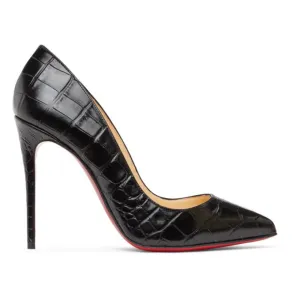 Christian Louboutin Black Croc Pigalle Follies 100 Heels
