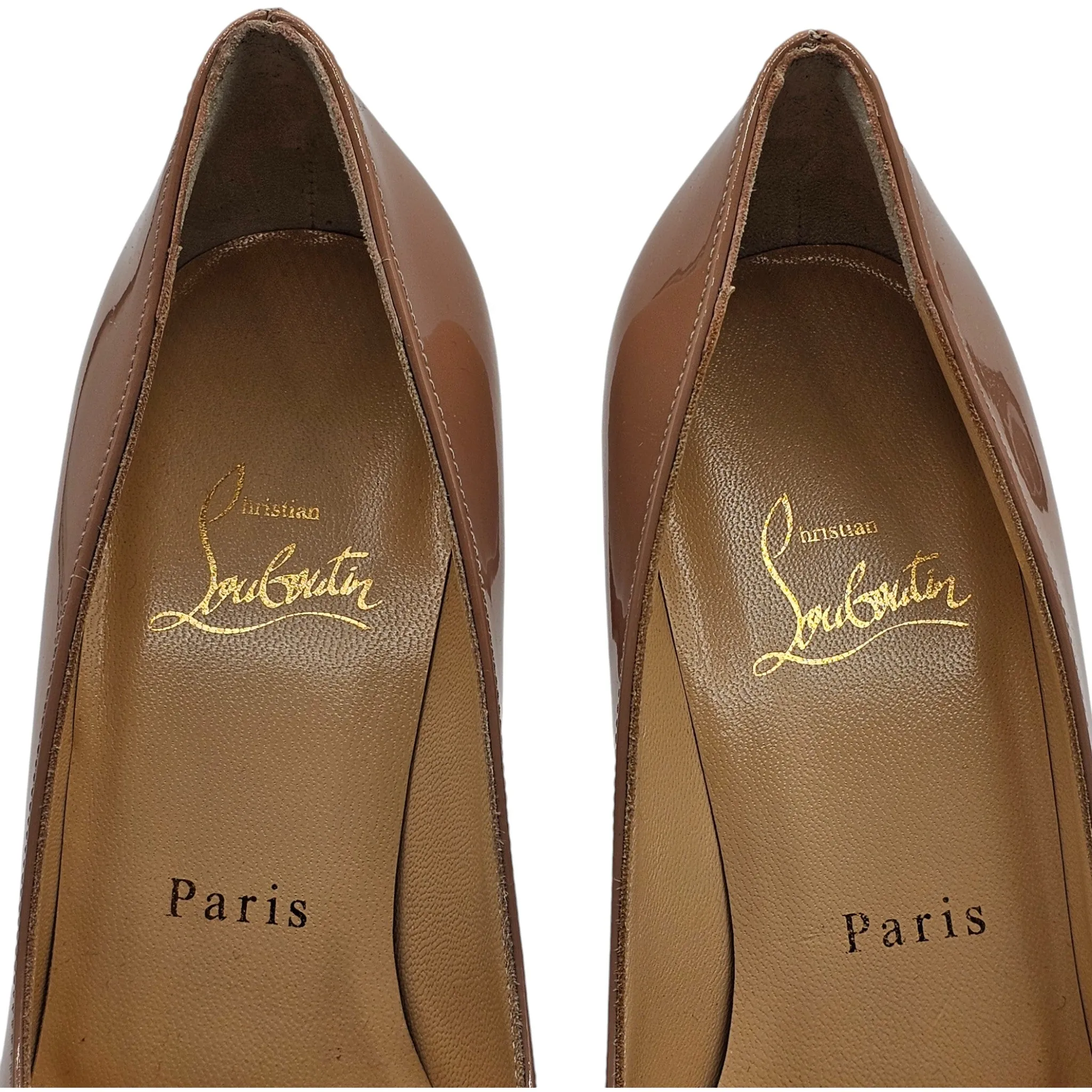 Christian Louboutin Lady Peep Pumps 150mm - Patent Leather - Nude